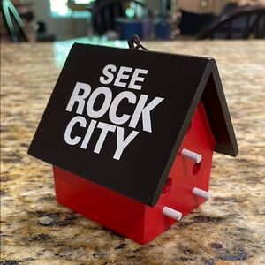Red and Black 'See Rock City' Birdhouse Christmas Ornament